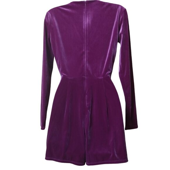 Candie's Women's XS Pink/Purple Long Sleeve Stretch Velvet/Velour Romper - Picture 4 of 4